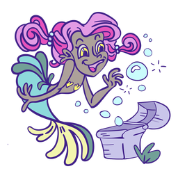 Feliz tesoro de sirena de cabello rosa Diseño PNG