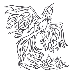 Phoenix saliendo del contorno del fuego Diseño PNG