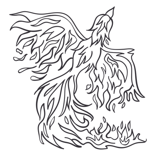 Phoenix rising from fire outline PNG Design