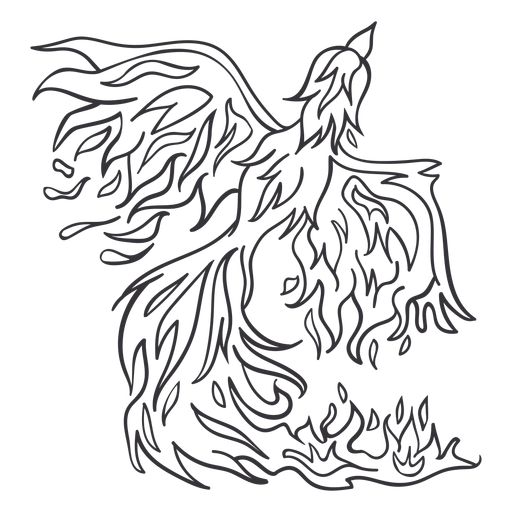 Phoenix subindo do contorno do fogo Desenho PNG