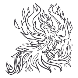 Contorno de asas abertas de Phoenix Desenho PNG