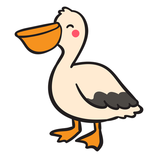 Pelicano sorridente em p? Desenho PNG