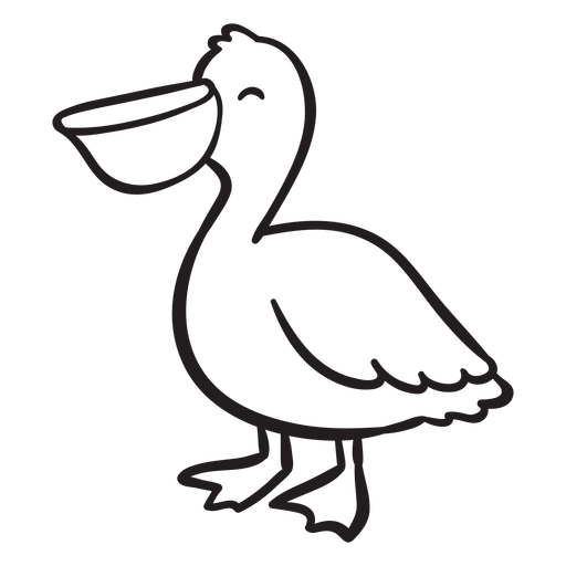 Smiling pelican standing outline - Transparent PNG & SVG vector file