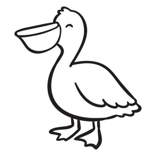Stehender Umriss des lächelnden Pelikans PNG-Design