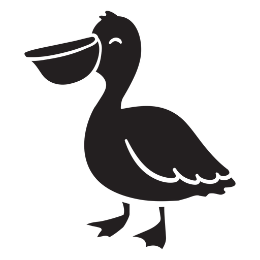 Silhueta de pelicano sorridente em p? Desenho PNG