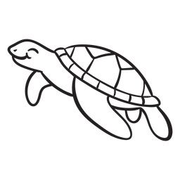 Smiling Sea Turtle Outline PNG & SVG Design For T-Shirts