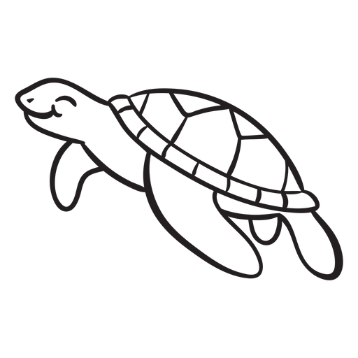 Lächelnde Meeresschildkröte Umriss PNG-Design