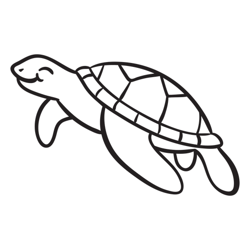 Smiling sea turtle outline PNG Design