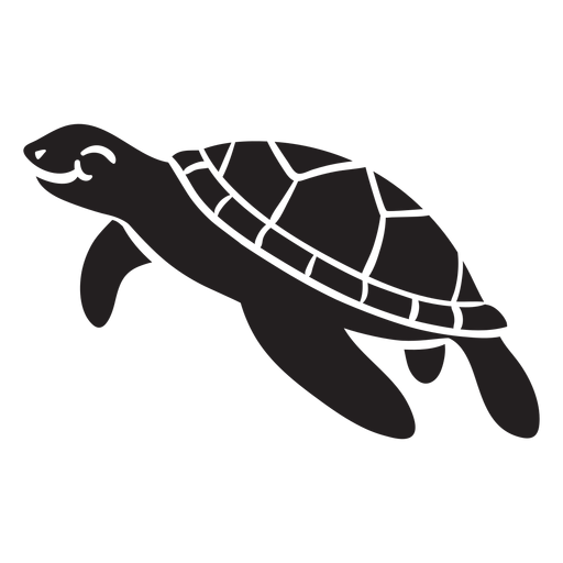 Smiling sea turtle swimming 