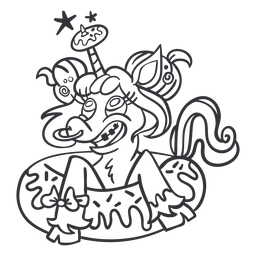 Esquema de donut de anillo de nariz de unicornio Diseño PNG