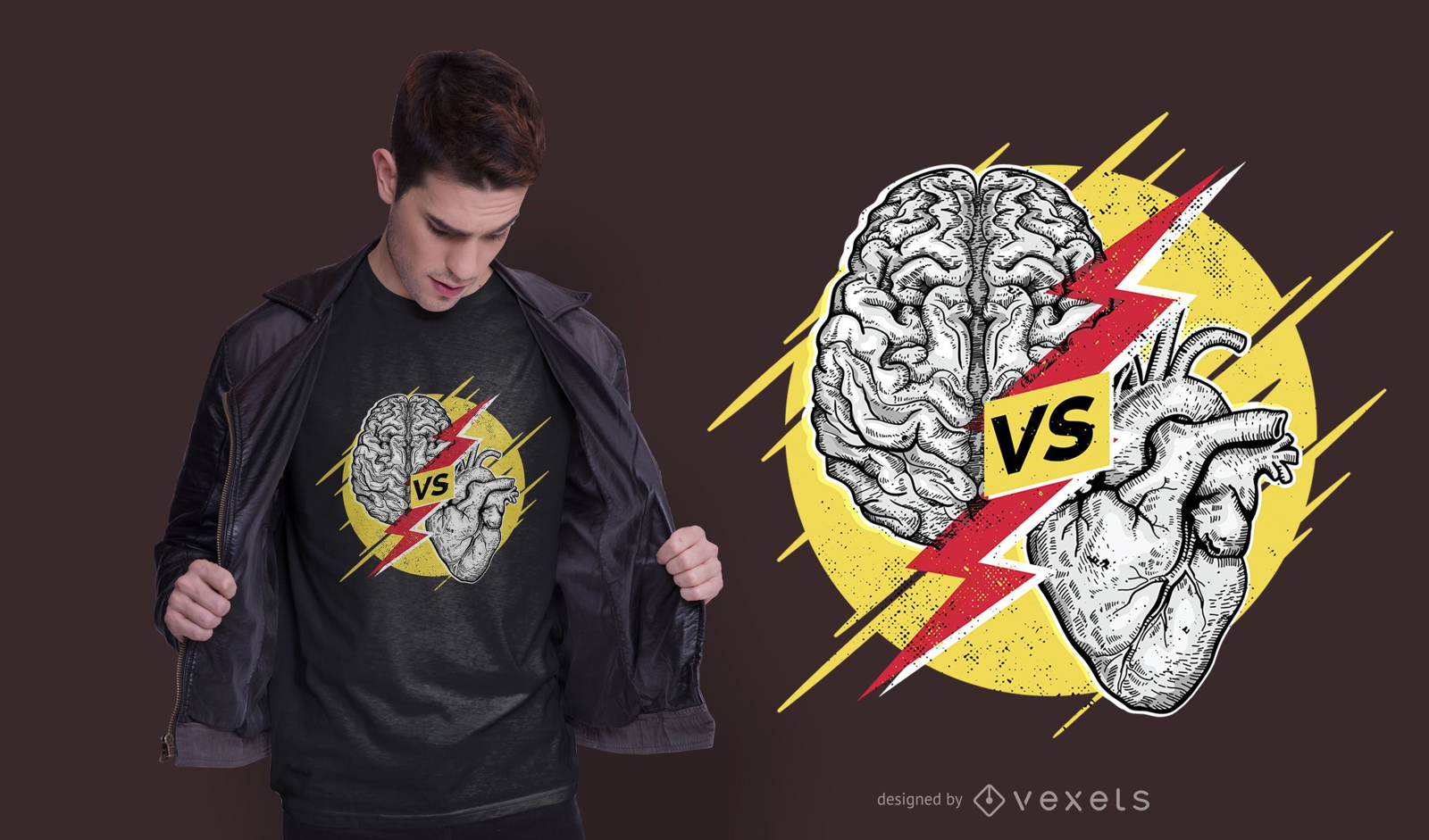 Diseño de camiseta Heart Vs Brain