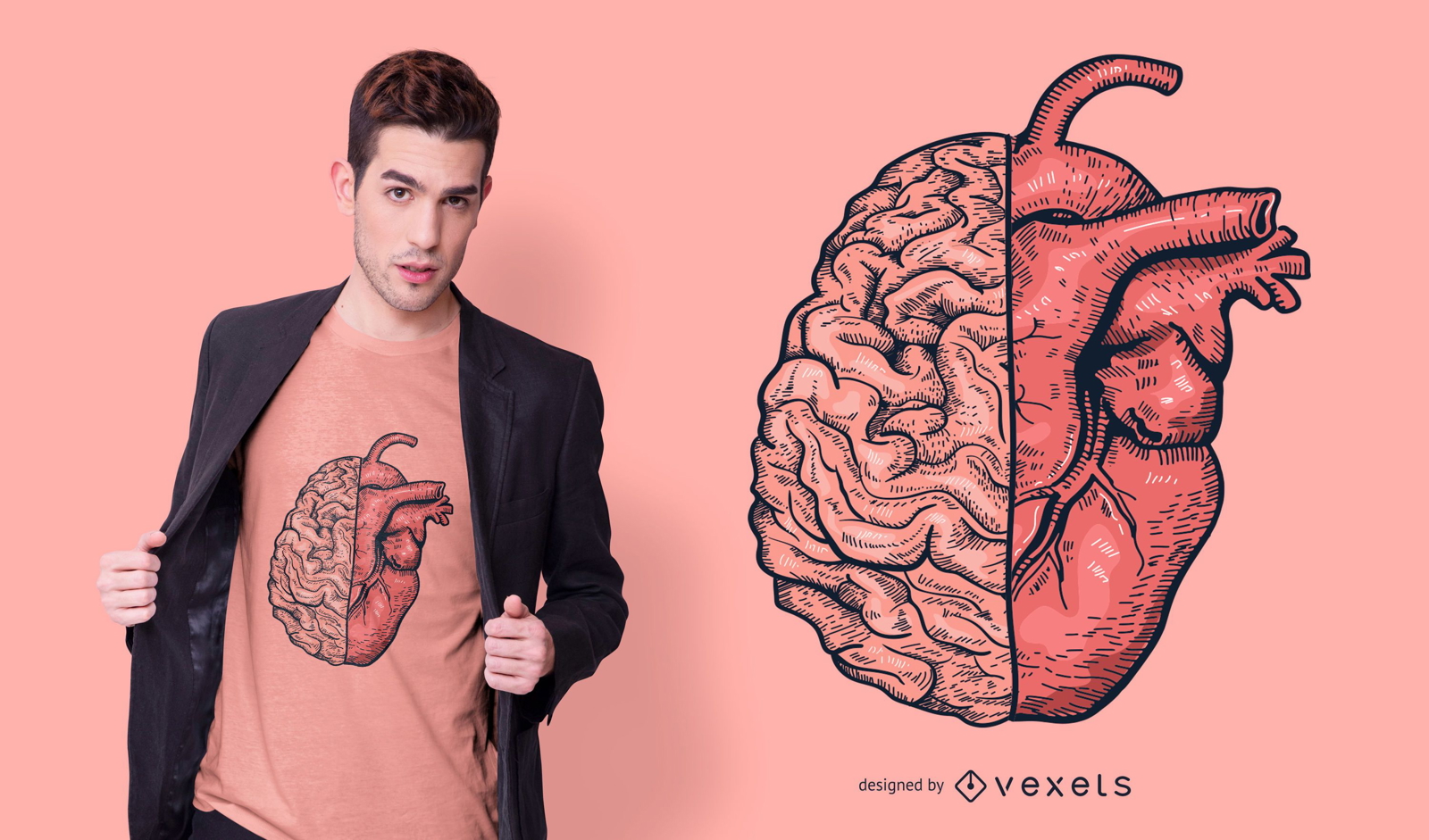 Heart brain t-shirt design
