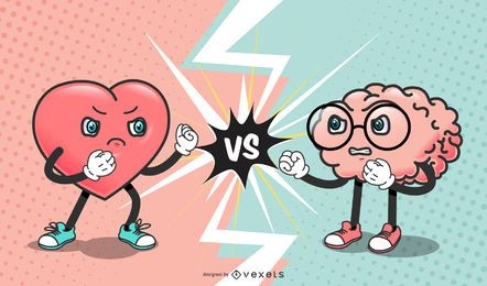 Heart vs Brain Funny Valentine's Characters