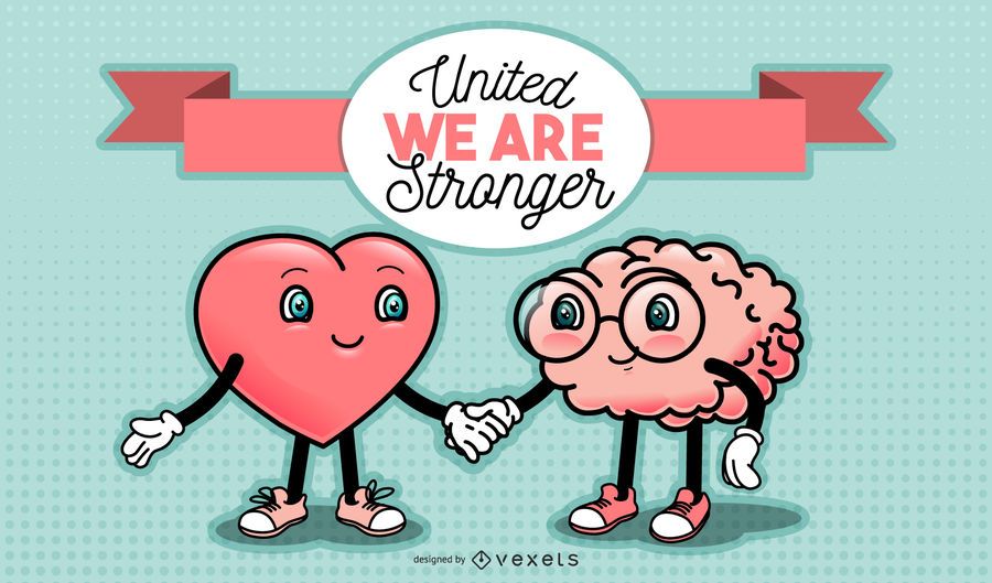 Ilustración de dibujos animados de San Valentín de corazón y cerebro Ilustración de dibujos animados de San Valentín de corazón y cerebro