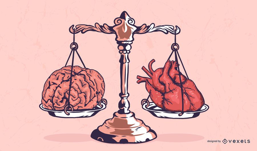 Heart and Brain Scale Illustration Heart and Brain Scale Illustration