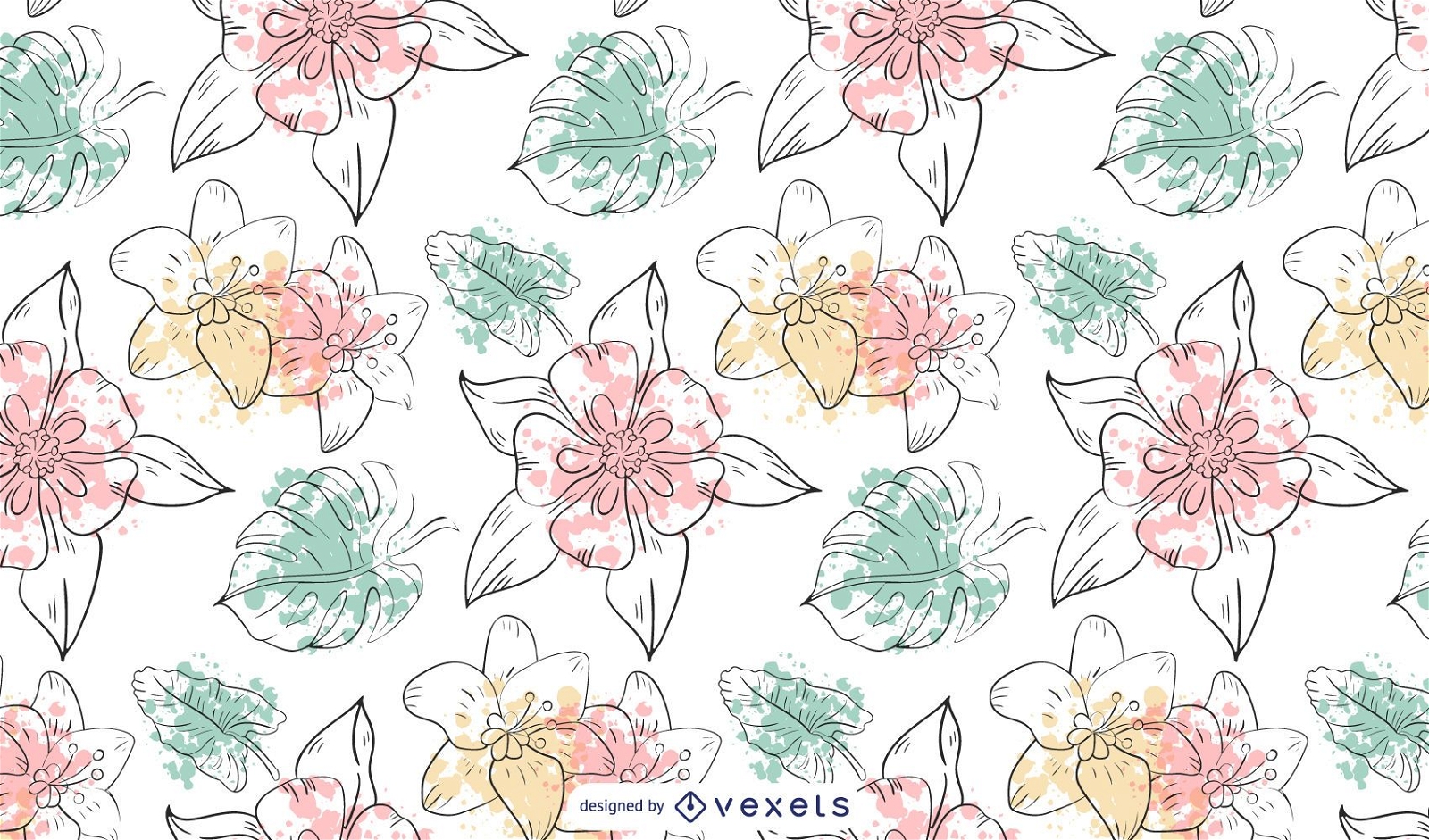 Watercolor flowers pattern design