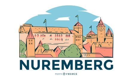 Design ilustrado do horizonte de Nuremberg