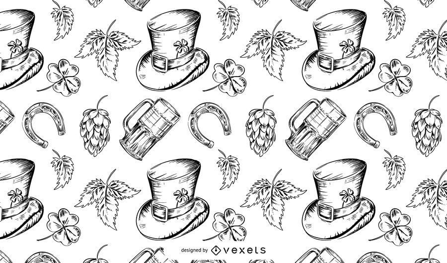 Black White St. Patrick's Day Pattern Black White St. Patrick's Day Pattern