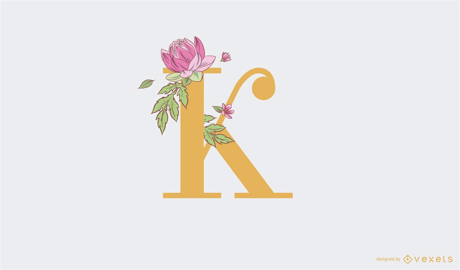Modelo de logotipo floral com letra k