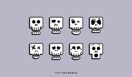 Lindo conjunto de iconos de calavera
