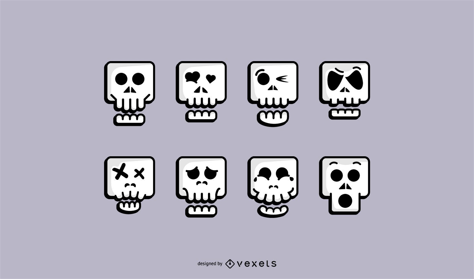 Cute Skull Icon Set