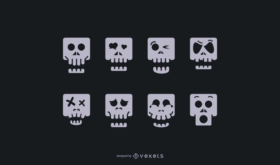 Skull Cartoon Icon Set Skull Cartoon Icon Set