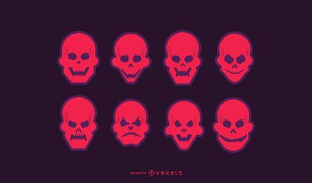 Bright Red Skull Icon Set