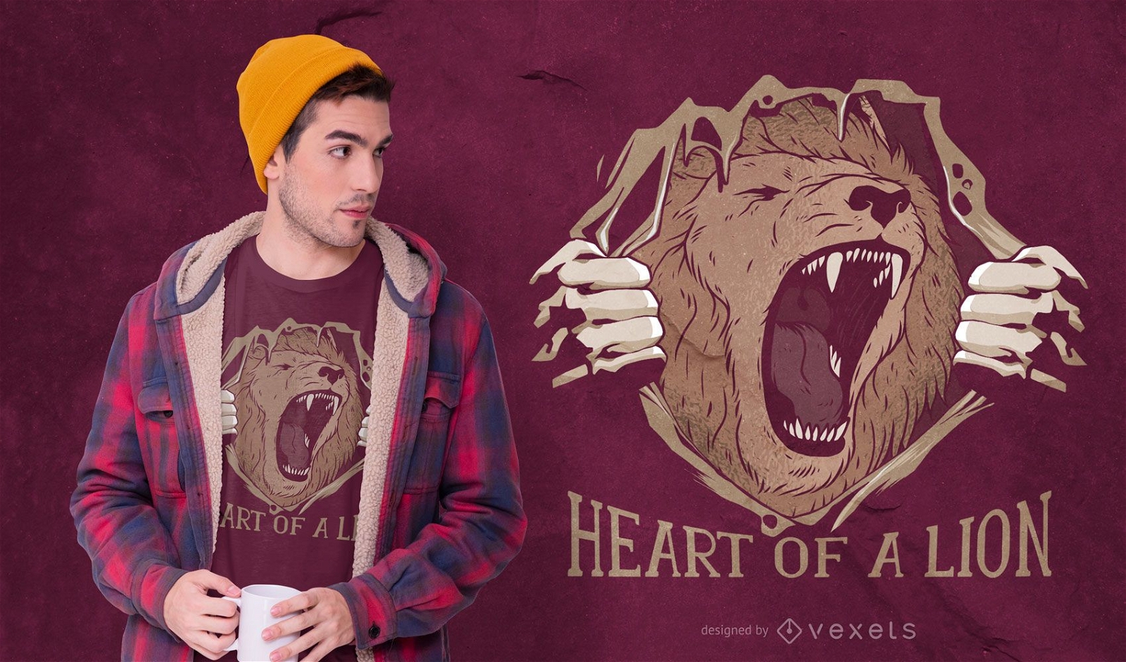 Design de camisetas Heart of a Lion