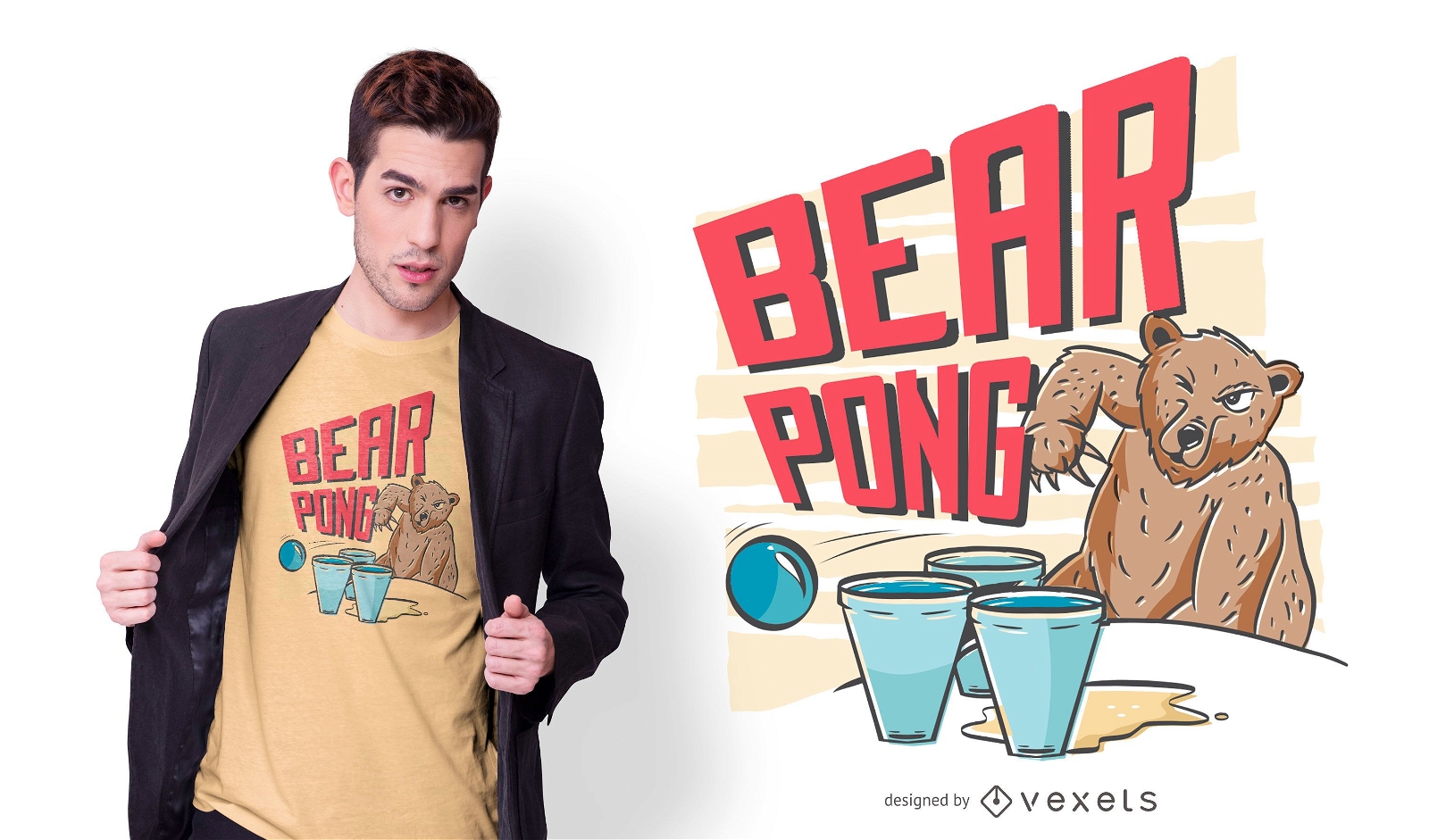 Diseño de camiseta bear pong