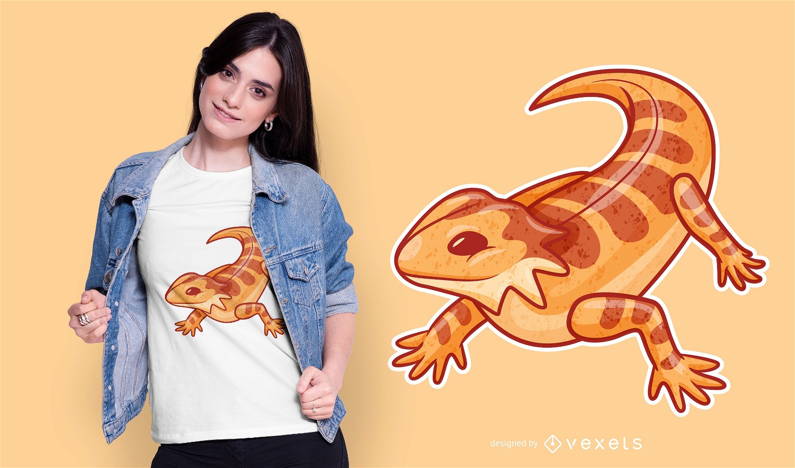 Design de camiseta com dragão barbudo fofo