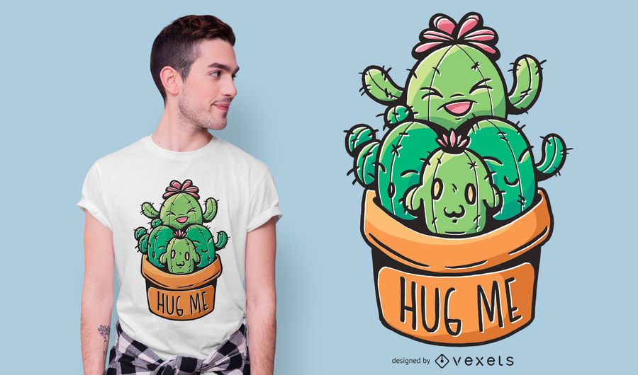 Design de t-shirt de abraço de cactos Design de t-shirt de abraço de cactos