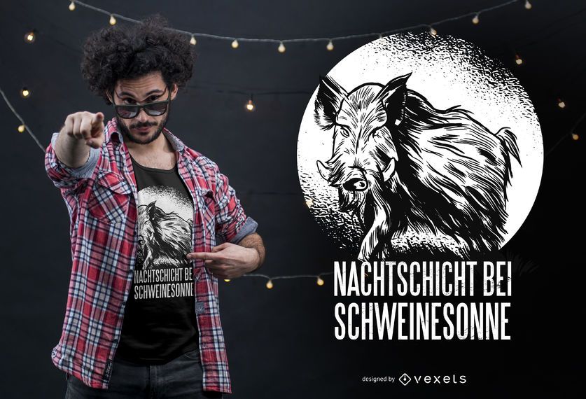 Wild Boar German Quote T-shirt Design Wild Boar German Quote T-shirt Design