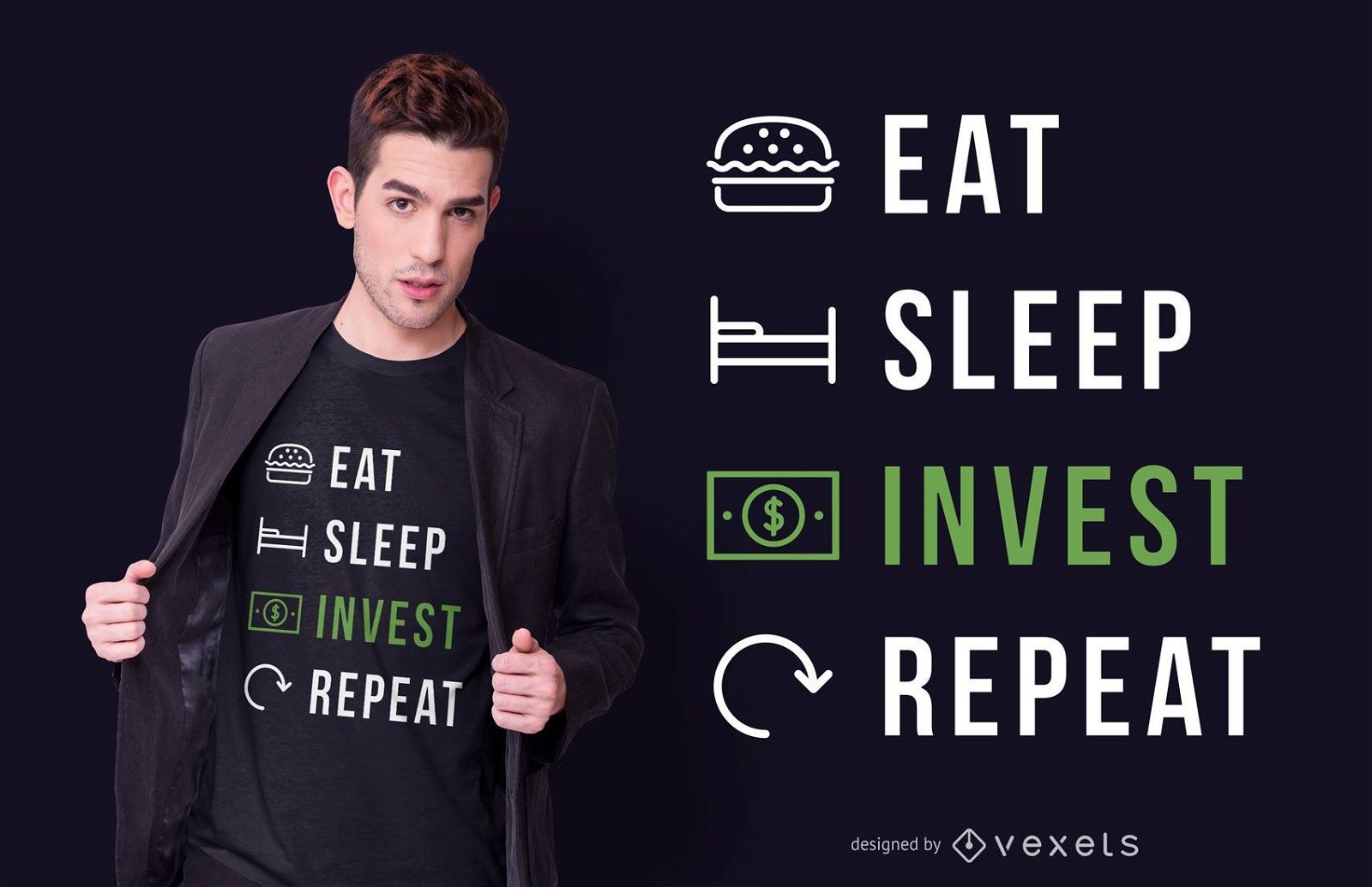 Essen Sie Schlaf investieren T-Shirt Design