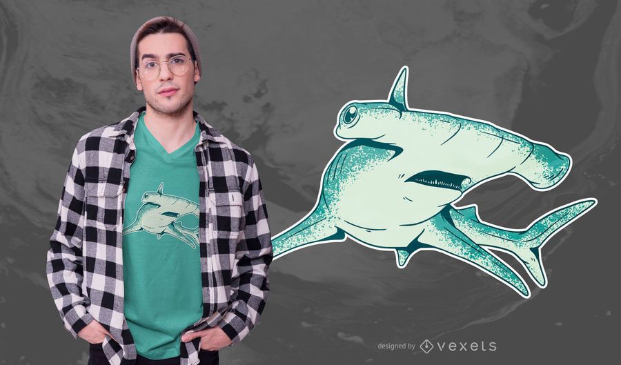 Design de t-shirt de tubarão-martelo Design de t-shirt de tubarão-martelo
