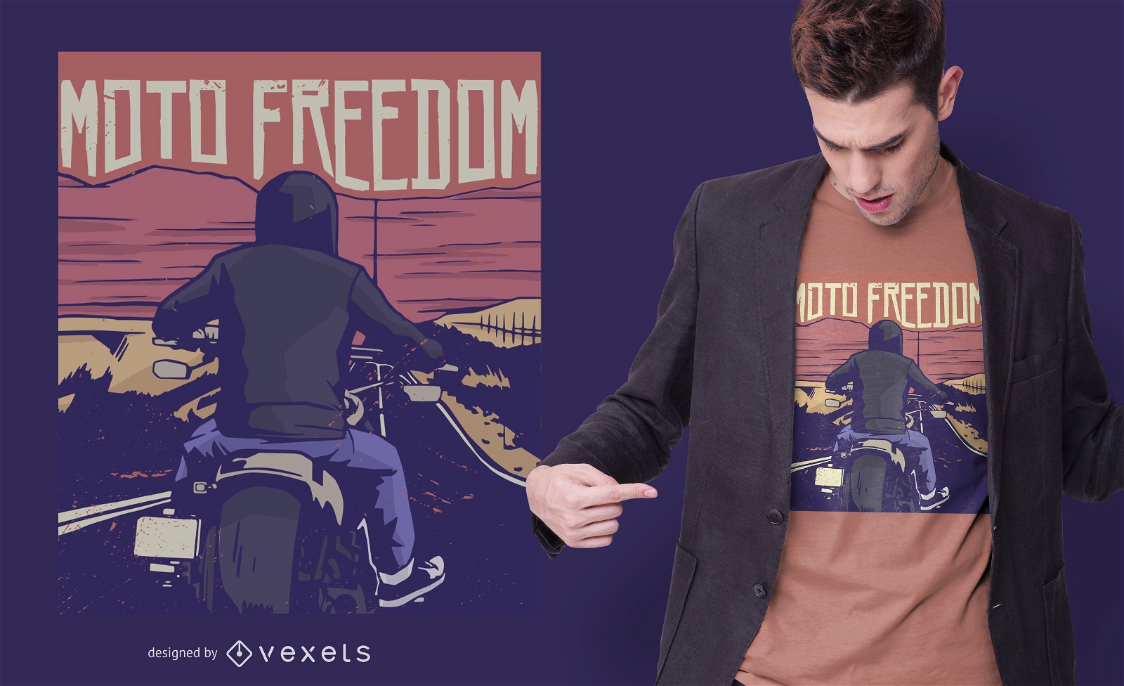 Diseño de camiseta moto freedom.
