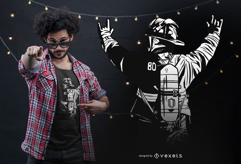 Diseño de camiseta de bombero Rock Hands Diseño de camiseta de bombero Rock Hands