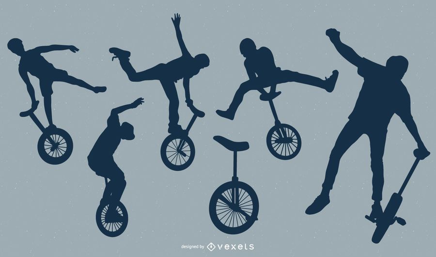 Unicycle People Silhouette Set Unicycle People Silhouette Set