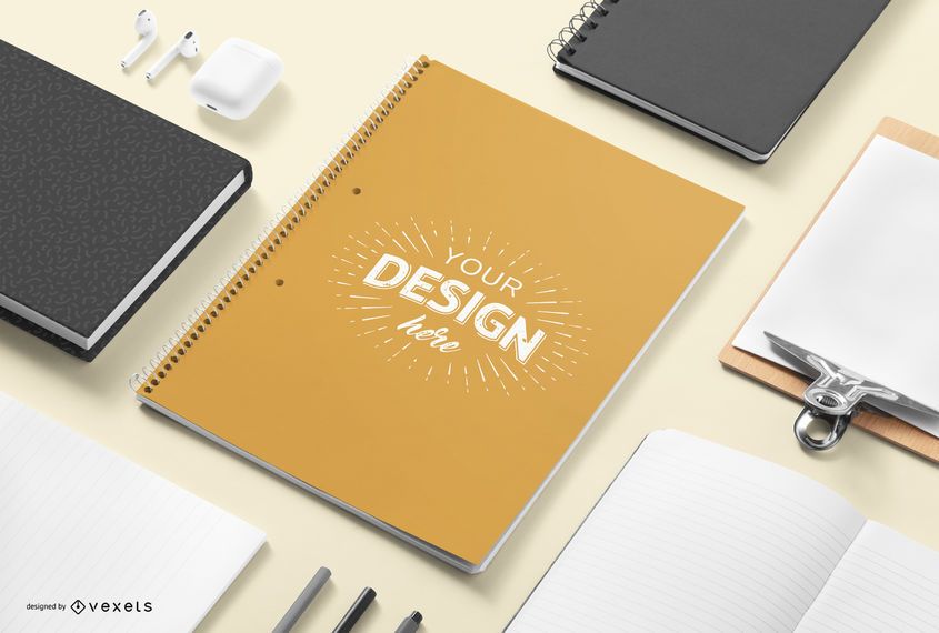 Notebook stationery mockup composition Notebook stationery mockup composition