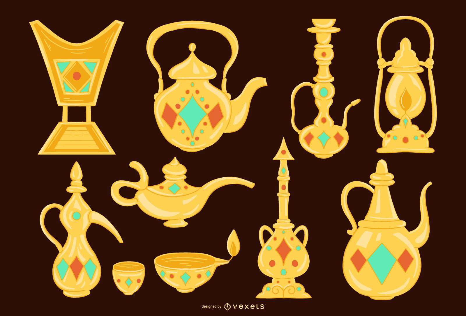 Arabic Golden Objects Design Pack