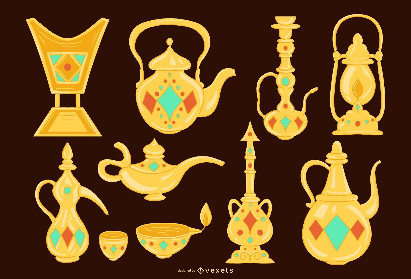 Arabisches Designpaket f?r goldene Objekte