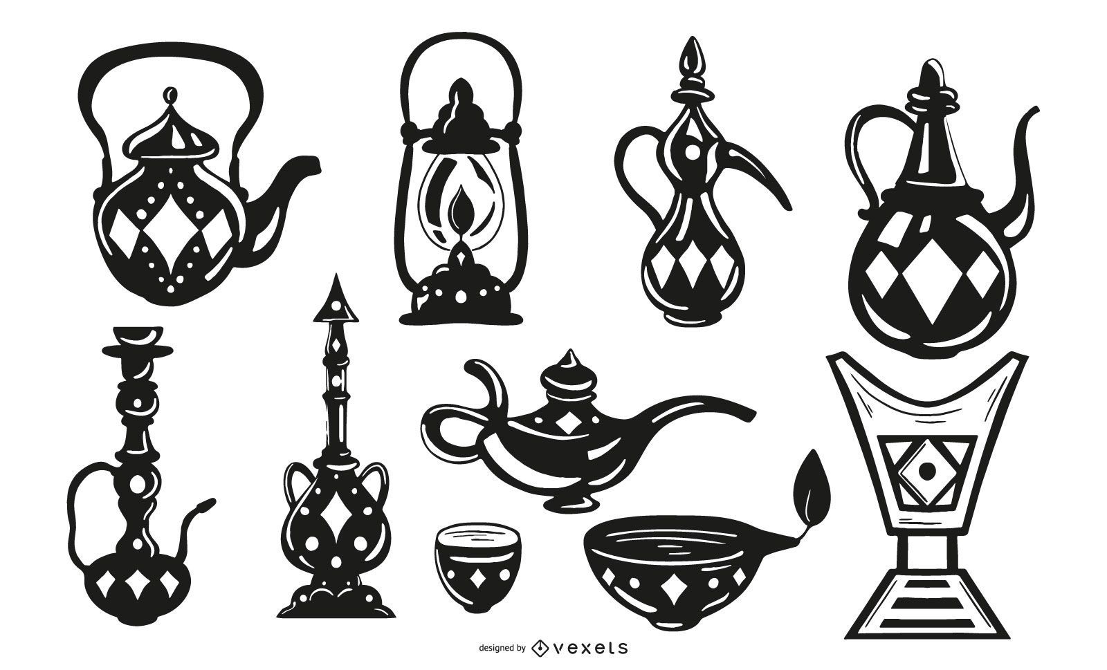 Arabisch Black Stroke Objects Design Pack