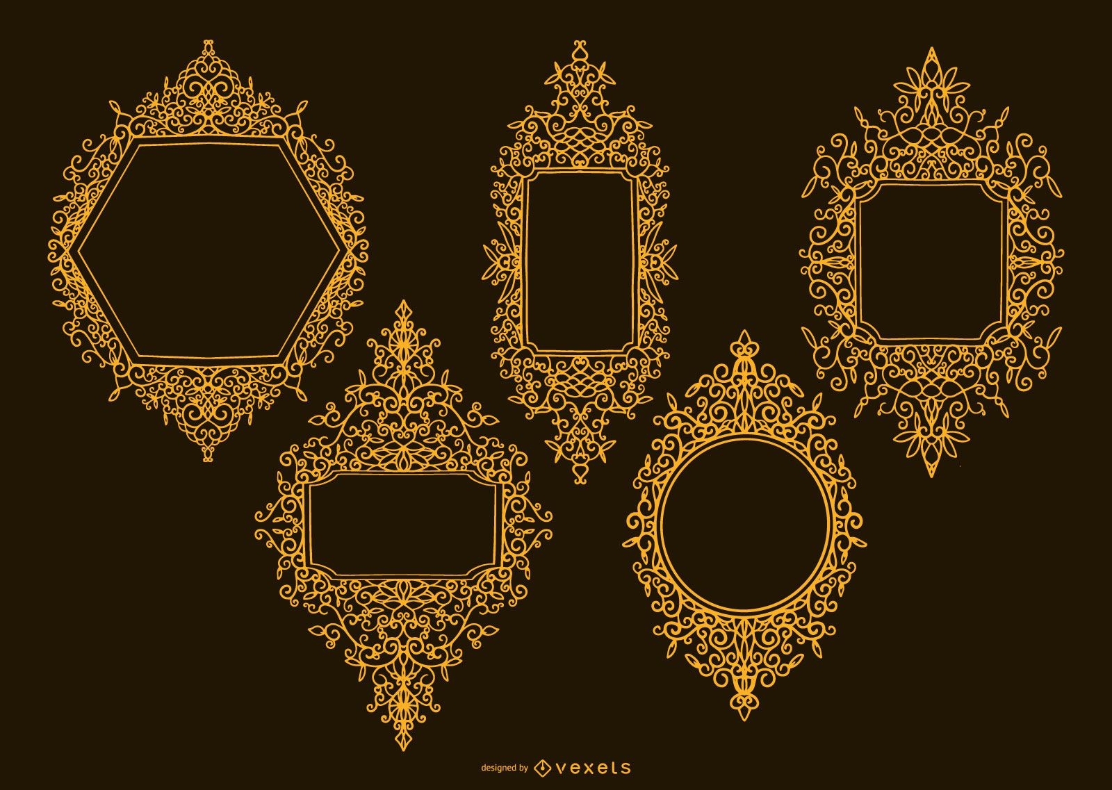 Pacote de design de moldura dourada dourada