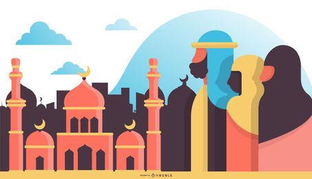 Arabische flache Entwurfsillustration Arabische flache Entwurfsillustration