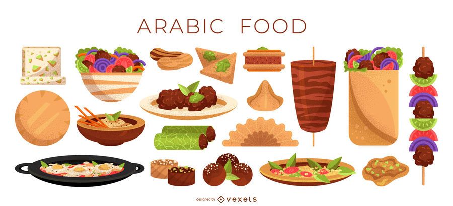 Colección de ilustración de comida árabe Colección de ilustración de comida árabe