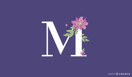 Plantilla de logotipo floral letra M