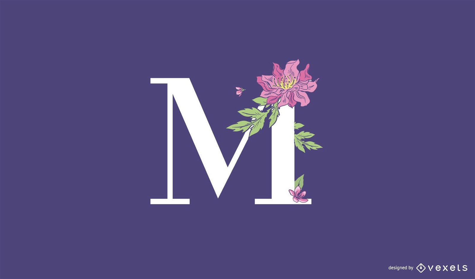 Plantilla de logotipo floral letra M