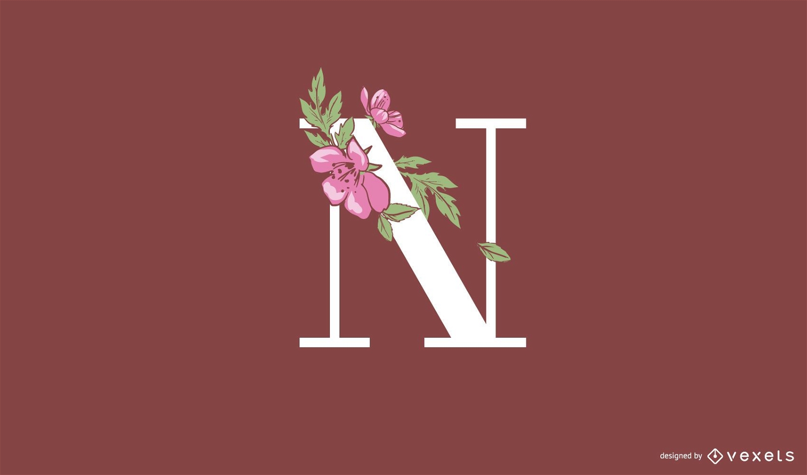 Floral letter n logo template