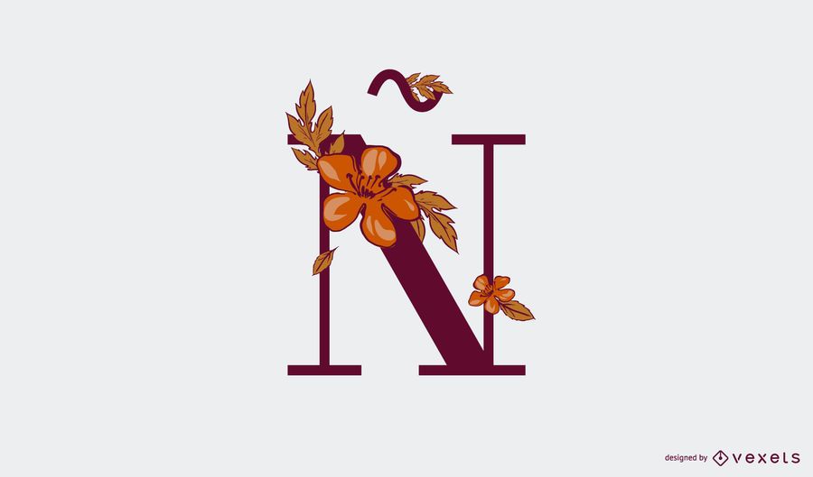 Floral letter ñ logo template Floral letter ñ logo template