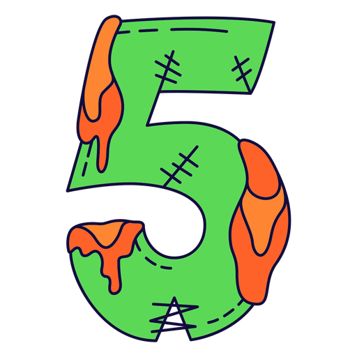 Colorful halloween number 5 Transparent PNG & SVG vector file