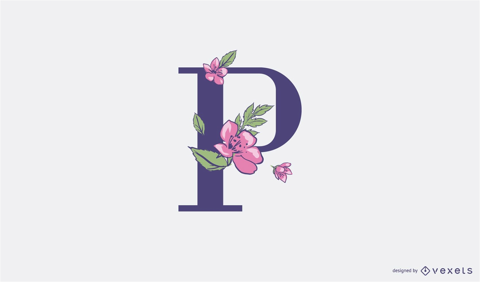 Blumenbuchstabe p Logo-Vorlage